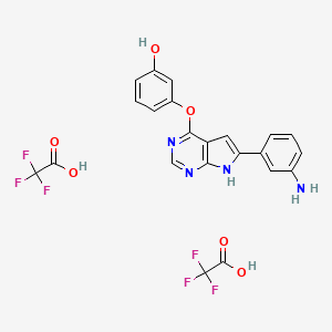 molecular formula C22H16F6N4O6 B560273 3-[[6-(3-aminophenyl)-7H-pyrrolo[2,3-d]pyrimidin-4-yl]oxy]phenol;2,2,2-trifluoroacetic acid CAS No. 1507095-58-0