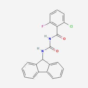molecular formula C21H14ClFN2O2 B560287 2-Chloro-N-[(9H-fluoren-9-ylamino)carbonyl]-6-fluorobenzamide CAS No. 1186372-20-2