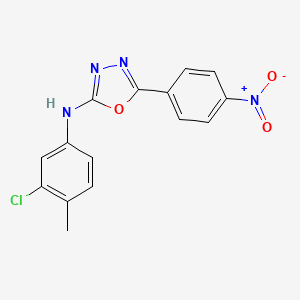 molecular formula C15H11ClN4O3 B560294 N-(3-chloro-4-methylphenyl)-5-(4-nitrophenyl)-1,3,4-oxadiazol-2-amine CAS No. 1257256-44-2