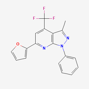 molecular formula C18H12F3N3O B5602960 6-(furan-2-yl)-3-methyl-1-phenyl-4-(trifluoromethyl)-1H-pyrazolo[3,4-b]pyridine CAS No. 792945-38-1