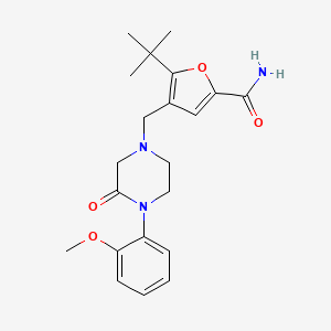 molecular formula C21H27N3O4 B5603021 5-tert-butyl-4-{[4-(2-methoxyphenyl)-3-oxo-1-piperazinyl]methyl}-2-furamide 