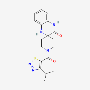 molecular formula C18H21N5O2S B5603034 1-[(4-isopropyl-1,2,3-thiadiazol-5-yl)carbonyl]-1',4'-dihydro-3'H-spiro[piperidine-4,2'-quinoxalin]-3'-one 