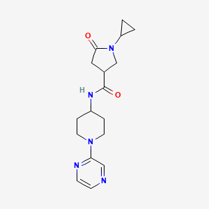 molecular formula C17H23N5O2 B5603076 1-cyclopropyl-5-oxo-N-[1-(2-pyrazinyl)-4-piperidinyl]-3-pyrrolidinecarboxamide 