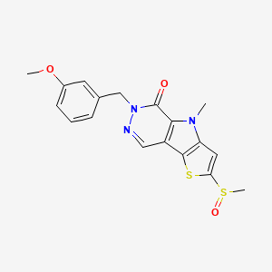 B560308 6-[(3-Methoxyphenyl)methyl]-4-methyl-2-methylsulfinyl-5-thieno[3,4]pyrrolo[1,3-d]pyridazinone CAS No. 1221186-52-2