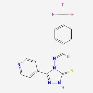 molecular formula C15H10F3N5S B5603156 5-(4-pyridinyl)-4-({(E)-[4-(trifluoromethyl)phenyl]methylidene}amino)-4H-1,2,4-triazol-3-yl hydrosulfide 