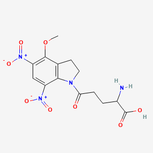 molecular formula C14H16N4O8 B560330 (2S)-2-amino-5-(4-methoxy-5,7-dinitro-2,3-dihydroindol-1-yl)-5-oxopentanoic acid CAS No. 864085-92-7