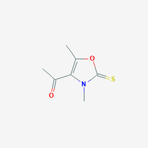 molecular formula C7H9NO2S B056034 Ethanone, 1-(2,3-dihydro-3,5-dimethyl-2-thioxo-4-oxazolyl)-(9CI) CAS No. 124852-94-4