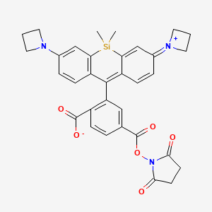 molecular formula C33H31N3O6Si B560341 2-(3-(Azetidin-1-ium-1-ylidene)-7-(azetidin-1-yl)-5,5-dimethyl-3,5-dihydrodibenzo[b,e]silin-10-yl)-4-(((2,5-dioxopyrrolidin-1-yl)oxy)carbonyl)benzoate CAS No. 1811539-59-9