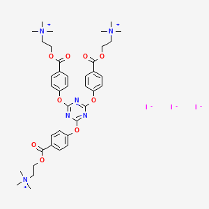 molecular formula C39H51I3N6O9 B560347 2-[4-[[4,6-双[4-[2-(三甲基氮杂阳离子基)乙氧羰基]苯氧基]-1,3,5-三嗪-2-基]氧基]苯甲酰]氧基乙基-三甲基氮杂阳离子；三碘化物 CAS No. 1414469-59-2