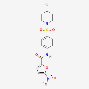 molecular formula C16H16ClN3O6S B560350 N-(4-((4-chloropiperidin-1-yl)sulfonyl)phenyl)-5-nitrofuran-2-carboxamide CAS No. 1523437-16-2