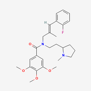molecular formula C27H35FN2O4 B560428 (E)-N-(3-(2-fluorophenyl)-2-methylallyl)-3,4,5-trimethoxy-N-(2-(1-methylpyrrolidin-2-yl)ethyl)benzamide CAS No. 1378524-41-4