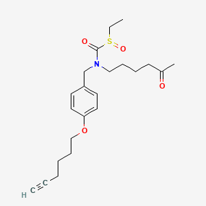 molecular formula C22H31NO4S B560438 1-乙基磺酰基-N-[(4-己-5-炔氧基苯基)甲基]-N-(5-氧己基)甲酰胺 CAS No. 1266573-85-6