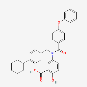 molecular formula C33H31NO5 B560444 5-[N-(4-环己基苄基)-N-(4-苯氧基苯甲酰基)氨基]水杨酸 CAS No. 1456602-51-9