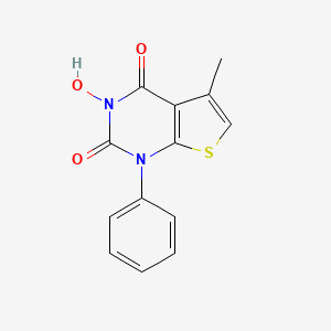 molecular formula C13H10N2O3S B560448 3-Hydroxy-5-methyl-1-phenylthieno[2,3-d]pyrimidine-2,4(1H,3H)-dione CAS No. 1422057-40-6