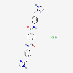 molecular formula C28H29ClN6O2 B560456 1-N,4-N-bis[4-(4,5-dihydro-1H-imidazol-2-ylmethyl)phenyl]benzene-1,4-dicarboxamide;hydrochloride CAS No. 5507-11-9