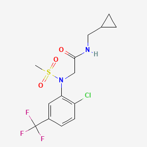molecular formula C14H16ClF3N2O3S B560465 2-{N-[2-chloro-5-(trifluoromethyl)phenyl]methanesulfonamido}-N-(cyclopropylmethyl)acetamide CAS No. 1415834-37-5