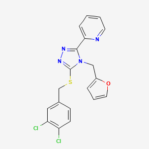 molecular formula C19H14Cl2N4OS B560470 2-[5-[(3,4-二氯苯基)甲硫基]-4-(2-呋喃基甲基)-1,2,4-三唑-3-基]吡啶 CAS No. 1355243-24-1