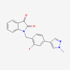 molecular formula C19H14FN3O2 B560471 1-(2-fluoro-4-(1-methyl-1H-pyrazol-4-yl)benzyl)indoline-2,3-dione CAS No. 1222834-53-8