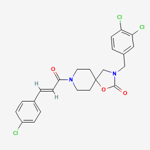 molecular formula C23H21Cl3N2O3 B560489 8-[(E)-3-(4-Chlorophenyl)prop-2-enoyl]-3-[(3,4-dichlorophenyl)methyl]-1-oxa-3,8-diazaspiro[4.5]decan-2-one CAS No. 1334294-76-6