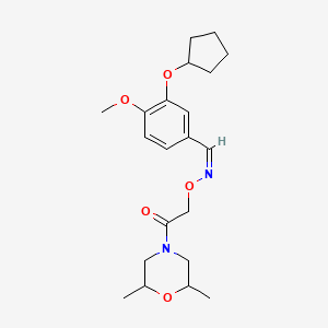 molecular formula C21H30N2O5 B560493 (E)-3-(环戊氧基)-4-甲氧基苯甲醛 O-(2-(2,6-二甲基吗啉)-2-氧代乙基) 肟 CAS No. 1349848-90-3