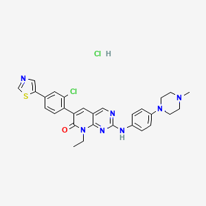 molecular formula C29H29Cl2N7OS B560494 6-[2-氯-4-(1,3-噻唑-5-基)苯基]-8-乙基-2-[4-(4-甲基哌嗪-1-基)苯胺基]吡啶并[2,3-d]嘧啶-7-酮；盐酸盐 CAS No. 1428758-85-3
