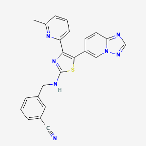 molecular formula C23H17N7S B560498 3-[[[4-(6-甲基吡啶-2-基)-5-([1,2,4]三唑并[1,5-a]吡啶-6-基)-1,3-噻唑-2-基]氨基]甲基]苯甲腈 CAS No. 1383123-98-5
