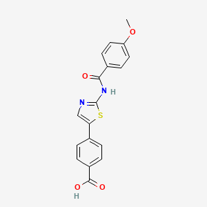 molecular formula C18H14N2O4S B560504 4-[2-[(4-甲氧基苯基)羰基氨基]-1,3-噻唑-5-基]苯甲酸 CAS No. 1361229-76-6