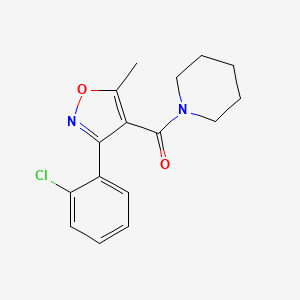 molecular formula C16H17ClN2O2 B5605042 1-{[3-(2-chlorophenyl)-5-methyl-4-isoxazolyl]carbonyl}piperidine 