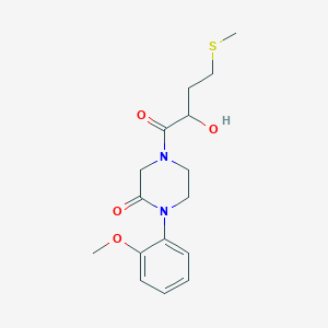 4-[2-hydroxy-4-(methylthio)butanoyl]-1-(2-methoxyphenyl)-2-piperazinone