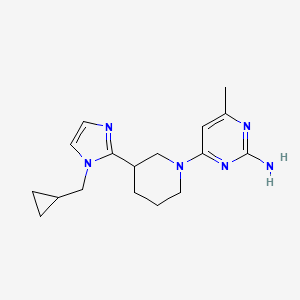 molecular formula C17H24N6 B5605103 4-{3-[1-(cyclopropylmethyl)-1H-imidazol-2-yl]-1-piperidinyl}-6-methyl-2-pyrimidinamine 