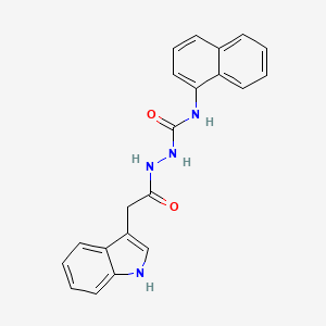 molecular formula C21H18N4O2 B5605246 2-(1H-indol-3-ylacetyl)-N-1-naphthylhydrazinecarboxamide 