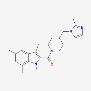 molecular formula C22H28N4O B5605296 3,5,7-trimethyl-2-({4-[(2-methyl-1H-imidazol-1-yl)methyl]-1-piperidinyl}carbonyl)-1H-indole 