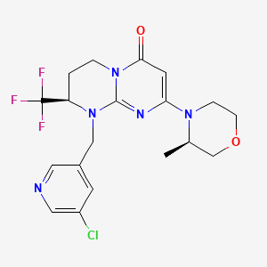 molecular formula C₁₉H₂₁ClF₃N₅O₂ B560532 (R)-1-((5-氯吡啶-3-基)甲基)-8-((R)-3-甲基吗啉基)-2-(三氟甲基)-3,4-二氢-1H-嘧啶并[1,2-a]嘧啶-6(2H)-酮 CAS No. 1946010-79-2
