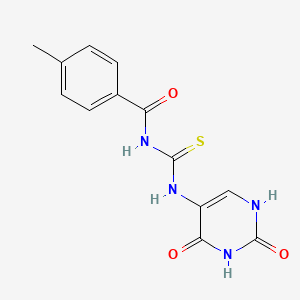 molecular formula C13H12N4O3S B5605355 N-{[(2,4-dioxo-1,2,3,4-tetrahydro-5-pyrimidinyl)amino]carbonothioyl}-4-methylbenzamide 