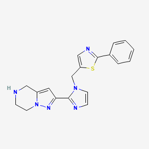 molecular formula C19H18N6S B5605364 2-{1-[(2-phenyl-1,3-thiazol-5-yl)methyl]-1H-imidazol-2-yl}-4,5,6,7-tetrahydropyrazolo[1,5-a]pyrazine dihydrochloride 