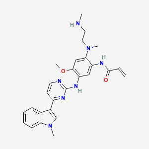 molecular formula C₂₇H₃₁N₇O₂ B560540 N-[4-甲氧基-5-[[4-(1-甲基吲哚-3-基)嘧啶-2-基]氨基]-2-[甲基-[2-(甲基氨基)乙基]氨基]苯基]丙-2-烯酰胺 CAS No. 1421373-99-0
