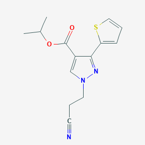 molecular formula C14H15N3O2S B5605406 isopropyl 1-(2-cyanoethyl)-3-(2-thienyl)-1H-pyrazole-4-carboxylate 