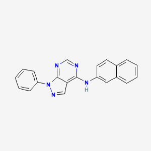 molecular formula C21H15N5 B5605421 N-(NAPHTHALEN-2-YL)-1-PHENYL-1H-PYRAZOLO[3,4-D]PYRIMIDIN-4-AMINE 