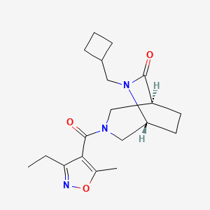 molecular formula C19H27N3O3 B5605424 (1S*,5R*)-6-(cyclobutylmethyl)-3-[(3-ethyl-5-methyl-4-isoxazolyl)carbonyl]-3,6-diazabicyclo[3.2.2]nonan-7-one 