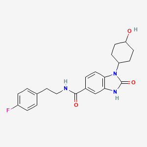 molecular formula C22H24FN3O3 B5605443 N-[2-(4-fluorophenyl)ethyl]-1-(trans-4-hydroxycyclohexyl)-2-oxo-2,3-dihydro-1H-benzimidazole-5-carboxamide 