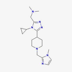 molecular formula C18H29N7 B5605477 1-(4-cyclopropyl-5-{1-[(1-methyl-1H-imidazol-2-yl)methyl]piperidin-4-yl}-4H-1,2,4-triazol-3-yl)-N,N-dimethylmethanamine 