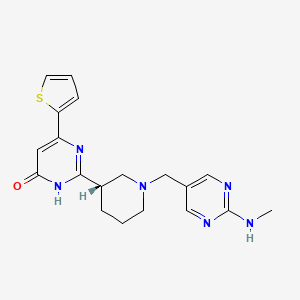 molecular formula C₁₉H₂₂N₆OS B560550 2-[(3s)-1-{[2-(Methylamino)pyrimidin-5-Yl]methyl}piperidin-3-Yl]-6-(Thiophen-2-Yl)pyrimidin-4(1h)-One CAS No. 1825355-55-2