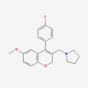 molecular formula C₂₁H₂₂FNO₂ B560555 1-[[4-(4-fluorophenyl)-6-methoxy-2H-chromen-3-yl]methyl]pyrrolidine CAS No. 1370544-73-2