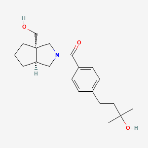 molecular formula C20H29NO3 B5605578 4-(4-{[(3aS*,6aS*)-3a-(hydroxymethyl)hexahydrocyclopenta[c]pyrrol-2(1H)-yl]carbonyl}phenyl)-2-methyl-2-butanol 