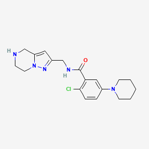 molecular formula C19H24ClN5O B5605593 2-chloro-5-(1-piperidinyl)-N-(4,5,6,7-tetrahydropyrazolo[1,5-a]pyrazin-2-ylmethyl)benzamide hydrochloride 