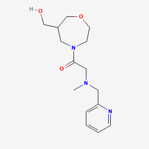 molecular formula C15H23N3O3 B5605636 {4-[N-methyl-N-(pyridin-2-ylmethyl)glycyl]-1,4-oxazepan-6-yl}methanol 