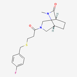 molecular formula C18H23FN2O2S B5605686 (1S,5R)-3-[3-[(4-fluorophenyl)methylsulfanyl]propanoyl]-6-methyl-3,6-diazabicyclo[3.2.2]nonan-7-one 