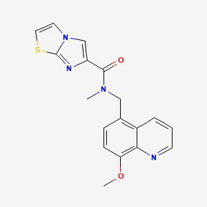 molecular formula C18H16N4O2S B5605697 N-[(8-methoxy-5-quinolinyl)methyl]-N-methylimidazo[2,1-b][1,3]thiazole-6-carboxamide 