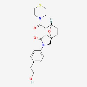 molecular formula C21H24N2O4S B5605733 (1R,7S)-3-[4-(2-hydroxyethyl)phenyl]-6-(thiomorpholine-4-carbonyl)-10-oxa-3-azatricyclo[5.2.1.01,5]dec-8-en-4-one 