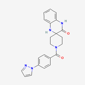 molecular formula C22H21N5O2 B5605754 1-[4-(1H-pyrazol-1-yl)benzoyl]-1',4'-dihydro-3'H-spiro[piperidine-4,2'-quinoxalin]-3'-one 